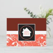 Invitation annonce de maison ouverte : damas professionnel (Debout devant)