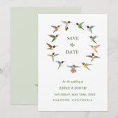 Invitation Annonce de mariage à colibri Enregistrez la date (Devant / Derrière)