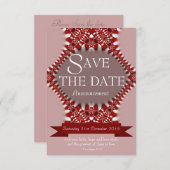 Invitation Annonce de mariage à conserver Dentelle Rose Rouge (Devant / Derrière)