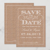 Invitation Annonce de mariage à date avec impression de jute  (Devant / Derrière)