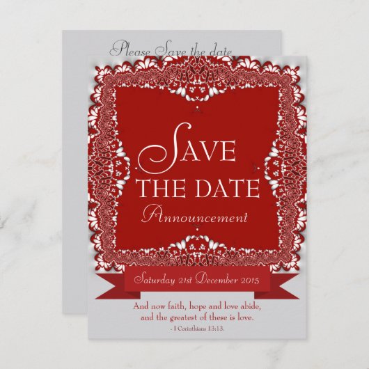 Invitation Annonce de mariage à la date de sauvegarde en dent (Devant / Derrière)