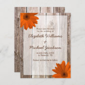 Invitation Annonce de mariage à thème champêtre en bois de gr (Devant / Derrière)