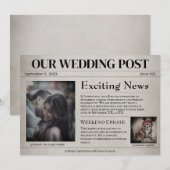 Invitation Annonce de mariage ancien journal Save the Date (Devant / Derrière)