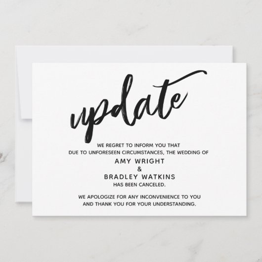 Invitation Annonce de mariage annulé mise à jour de l'écritur (Devant)