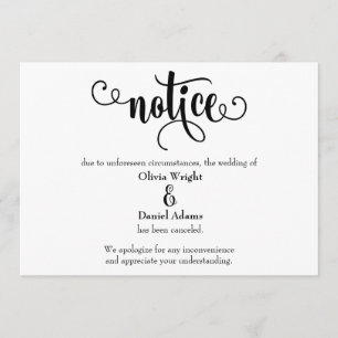 Invitation Annonce de mariage annulée Typographie de notice