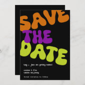 Invitation Annonce de mariage avec date de sauvegarde rétro c (Devant / Derrière)