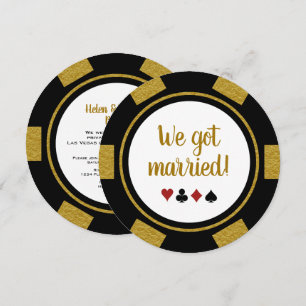 Invitation Annonce de mariage avec jeton de poker en or noir