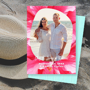 Invitation Annonce de mariage avec photo d'Hibiscus