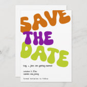 Invitation Annonce de mariage colorée rétro pour annoncer la (Devant / Derrière)
