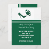 Invitation Annonce de mariage de football vert Save The Date (Devant / Derrière)
