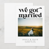 Invitation Annonce de mariage de mariage précipité rétro auda (Devant / Derrière)