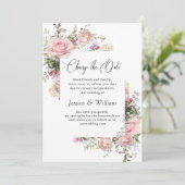 Invitation Annonce de mariage élégante avec des roses de chan (Debout devant)