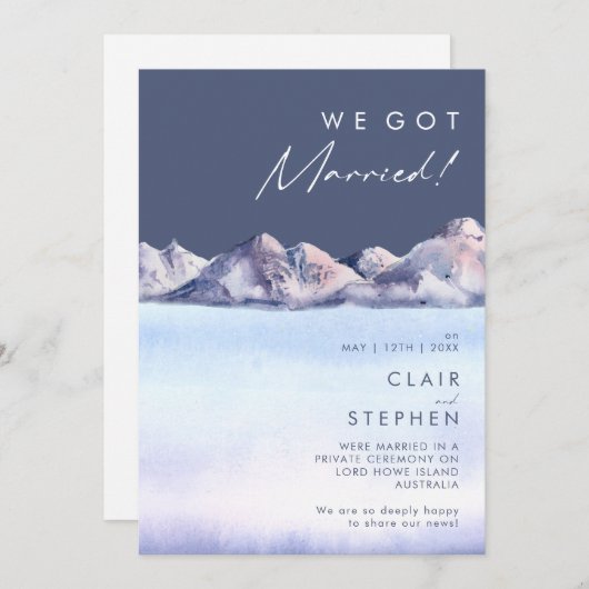 Invitation Annonce de Mariage en Fuite de Soirée de Montagne (Devant / Derrière)