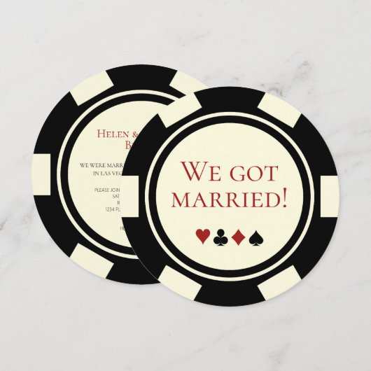 Invitation Annonce de mariage en jeton de poker à Las Vegas (Devant / Derrière)