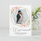 Invitation Annonce de Mariage Fleurie Rose Élopement (Debout devant)