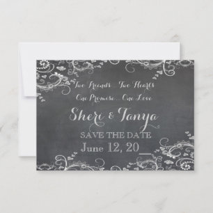 Invitation Annonce de mariage gay SAVE THE DATE tableau noir