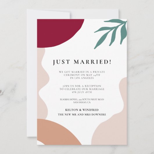 Invitation Annonce de mariage moderne abstrait tout juste mar (Devant)