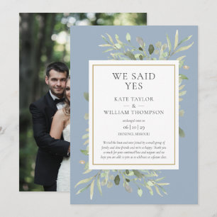 Invitation Annonce de Mariage par Évasion Dusty Blue Nous avo