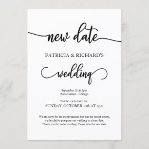 Invitation Annonce de mariage reporté à une nouvelle date