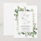 Invitation Annonce de mariage reporté d'Eucalyptus (Devant / Derrière)