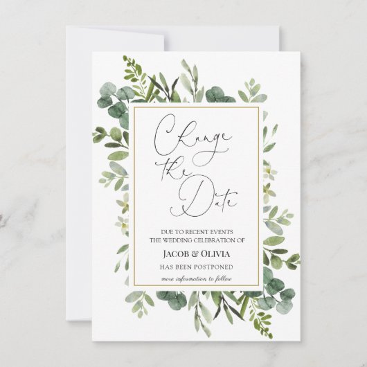 Invitation Annonce de mariage reporté d'Eucalyptus (Devant)