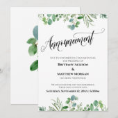Invitation Annonce de mariage reporté Eucalyptus élégant (Devant / Derrière)