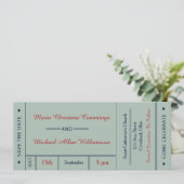 Invitation Annonce de mariage rétro avec billet Enregistrez l (Debout devant)