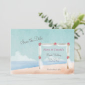Invitation Annonce de mariage sur la plage, enregistrez la da (Debout devant)