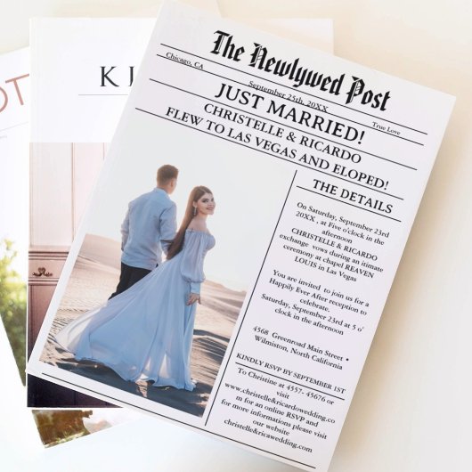 Invitation Annonce de mariage surprise dans un journal modern