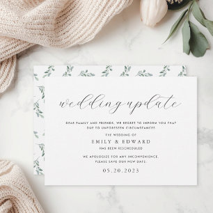 Invitation Annonce de mise à jour de mariage avec verdure d'e