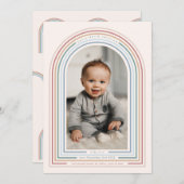 Invitation Annonce de naissance Arc en Ligne Arc-en-Ciel (Devant / Derrière)