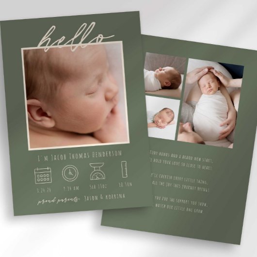 Invitation Annonce de naissance avec photo de bébé moderne sc