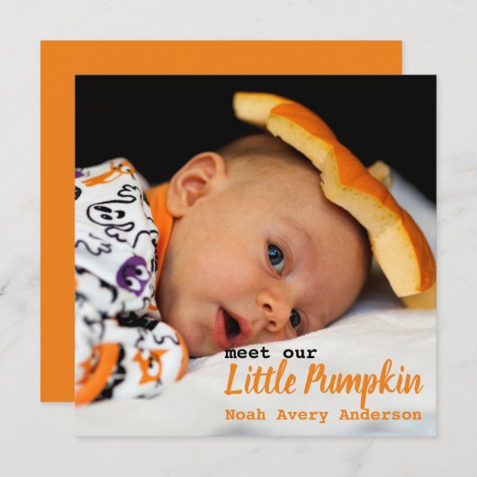 Invitation Annonce de naissance avec photo de Thanksgiving (Devant / Derrière)