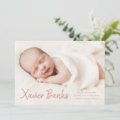 Invitation Annonce de naissance avec prénom en écriture moder (Debout devant)