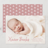 Invitation Annonce de naissance avec prénom en écriture moder (Devant / Derrière)