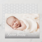 Invitation Annonce de naissance avec prénom en écriture moder (Devant / Derrière)