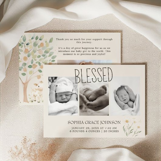 Invitation Annonce de naissance Bébé Amis de la Prairie Anima