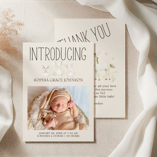 Invitation Annonce de naissance Bébé Amis de la Prairie Anima