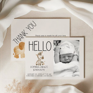 Invitation Annonce de Naissance Bébé Animaux de la Nurserie S