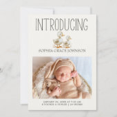 Invitation Annonce de naissance bébé animaux de la petite fer (Devant)