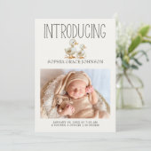 Invitation Annonce de naissance bébé animaux de la petite fer (Debout devant)