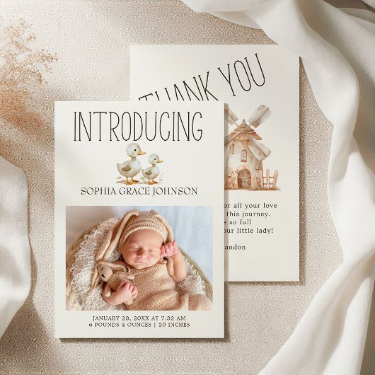 Invitation Annonce de naissance bébé animaux de la petite fer