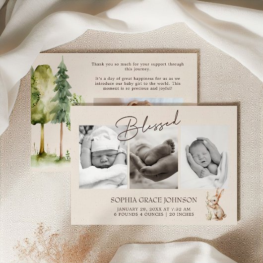 Invitation Annonce de naissance bébé bohème Animaux de la for