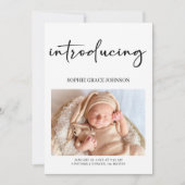 Invitation Annonce de naissance bébé écriture simple moderne (Devant)