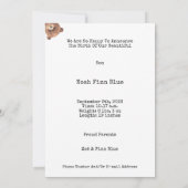 Invitation Annonce de naissance Bébé Ours Brun Mignon (Dos)