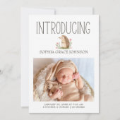 Invitation Annonce de naissance bébé photo d'animaux de forêt (Devant)