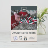 Invitation Annonce de naissance bébé vacances  (Debout devant)