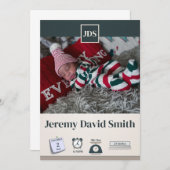 Invitation Annonce de naissance bébé vacances  (Devant / Derrière)