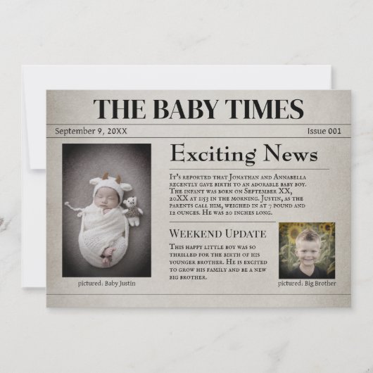 Invitation Annonce de naissance de bébé (Devant)
