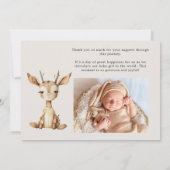 Invitation Annonce de naissance de bébé Animaux de la nurseri (Dos)